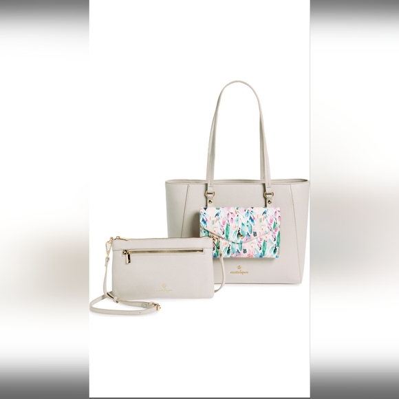 Nanette Lepore 3-Piece Convertible Tote One Size, PEARL - Picture 2 of 7